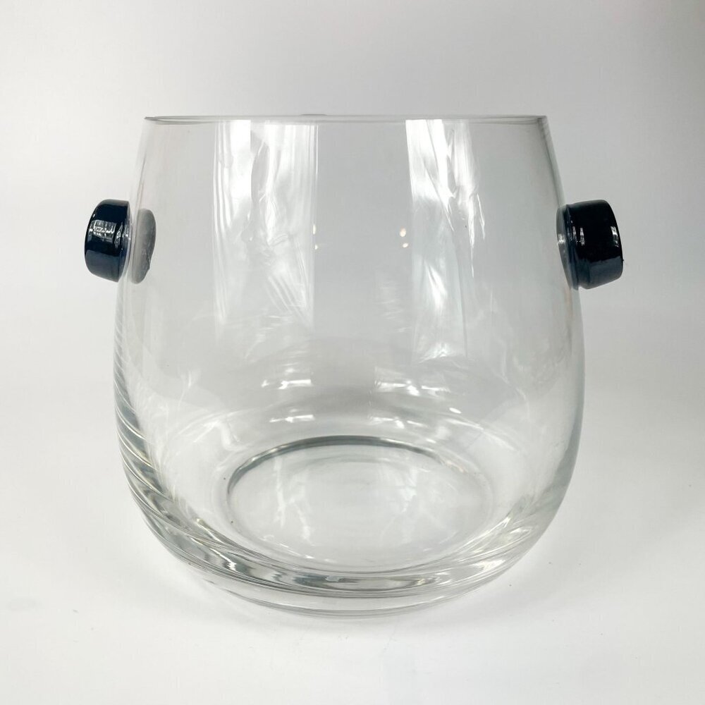 Qualia Glass Ebony Ice Bucket With Clear Black Knob Handles
